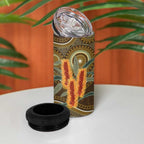 Australian Yellow Banksia Flowers 4 in 1 Can Cooler Tumbler Aboriginal Dot Art