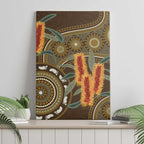 Australian Yellow Banksia Flowers Canvas Wall Art Aboriginal Dot Art