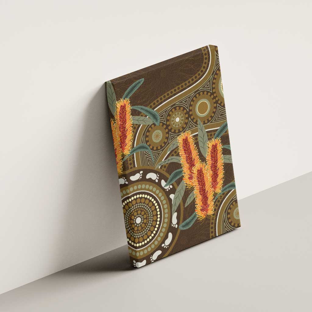 Australian Yellow Banksia Flowers Canvas Wall Art Aboriginal Dot Art