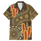 Australian Yellow Banksia Flowers Family Matching Mermaid Dress and Hawaiian Shirt Aboriginal Dot Art