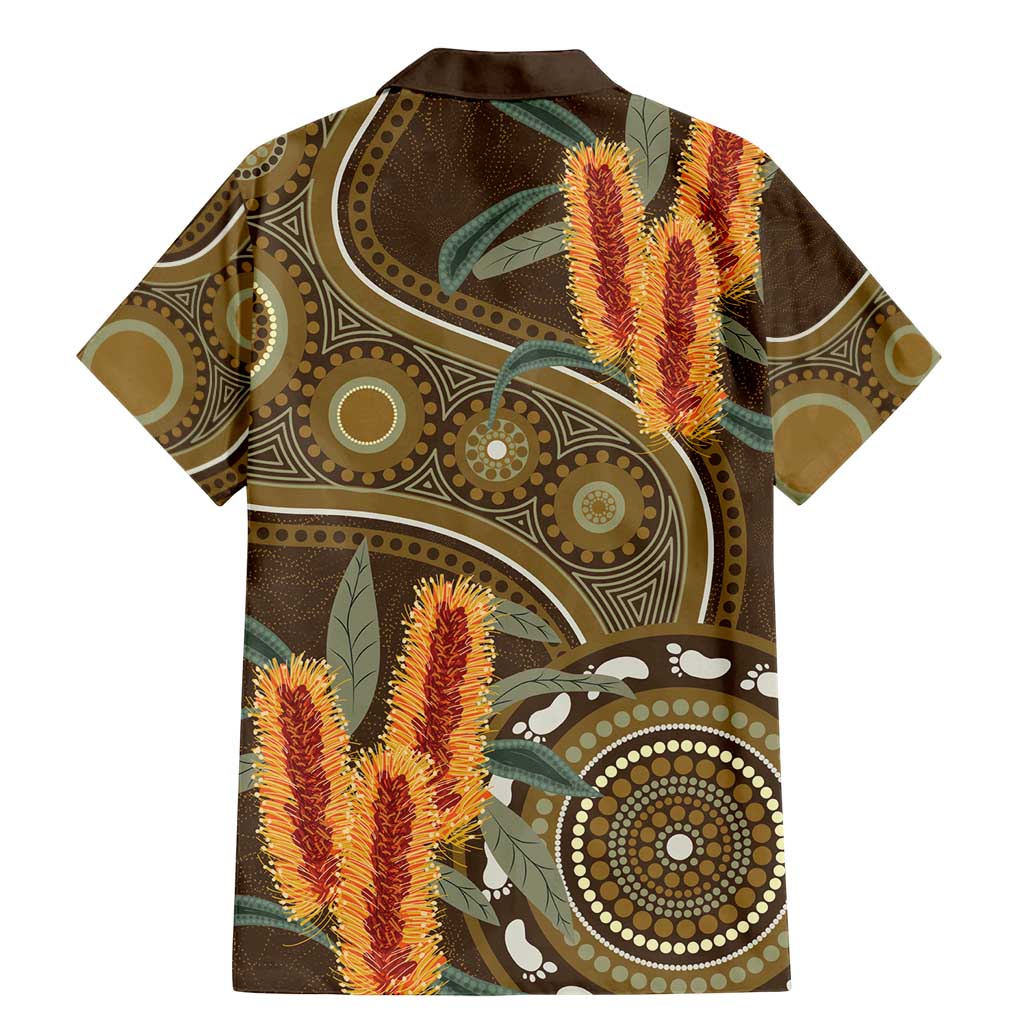 Australian Yellow Banksia Flowers Family Matching Mermaid Dress and Hawaiian Shirt Aboriginal Dot Art
