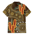 Australian Yellow Banksia Flowers Family Matching Mermaid Dress and Hawaiian Shirt Aboriginal Dot Art