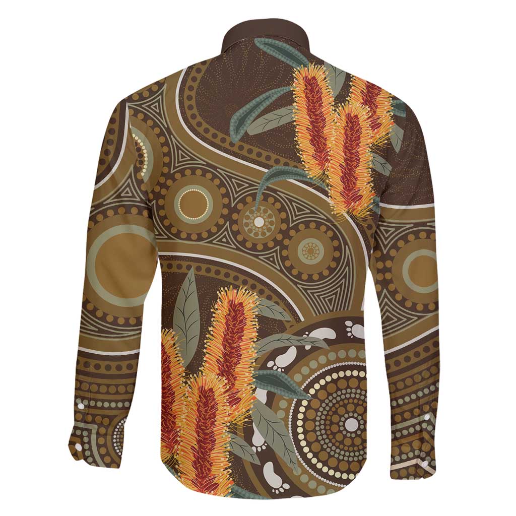 Australian Yellow Banksia Flowers Family Matching Mermaid Dress and Hawaiian Shirt Aboriginal Dot Art