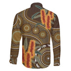 Australian Yellow Banksia Flowers Family Matching Mermaid Dress and Hawaiian Shirt Aboriginal Dot Art