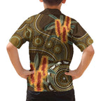 Australian Yellow Banksia Flowers Family Matching Summer Maxi Dress and Hawaiian Shirt Aboriginal Dot Art