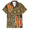 Australian Yellow Banksia Flowers Family Matching Summer Maxi Dress and Hawaiian Shirt Aboriginal Dot Art