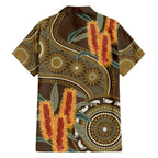 Australian Yellow Banksia Flowers Family Matching Summer Maxi Dress and Hawaiian Shirt Aboriginal Dot Art