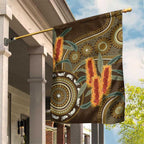 Australian Yellow Banksia Flowers Garden Flag Aboriginal Dot Art