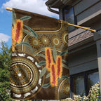 Australian Yellow Banksia Flowers Garden Flag Aboriginal Dot Art