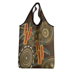 Australian Yellow Banksia Flowers Grocery Bag Aboriginal Dot Art