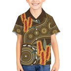 Australian Yellow Banksia Flowers Hawaiian Shirt Aboriginal Dot Art