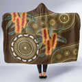 Australian Yellow Banksia Flowers Hooded Blanket Aboriginal Dot Art