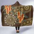 Australian Yellow Banksia Flowers Hooded Blanket Aboriginal Dot Art