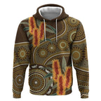 Australian Yellow Banksia Flowers Hoodie Aboriginal Dot Art