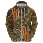 Australian Yellow Banksia Flowers Hoodie Aboriginal Dot Art