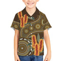 Australian Yellow Banksia Flowers Kid Hawaiian Shirt Aboriginal Dot Art