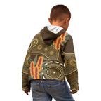 Australian Yellow Banksia Flowers Kid Hoodie Aboriginal Dot Art