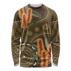 Australian Yellow Banksia Flowers Long Sleeve Shirt Aboriginal Dot Art