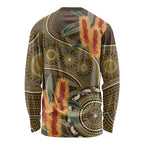 Australian Yellow Banksia Flowers Long Sleeve Shirt Aboriginal Dot Art