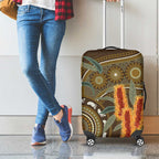 Australian Yellow Banksia Flowers Luggage Cover Aboriginal Dot Art