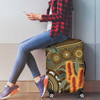 Australian Yellow Banksia Flowers Luggage Cover Aboriginal Dot Art