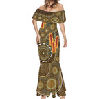 Australian Yellow Banksia Flowers Mermaid Dress Aboriginal Dot Art