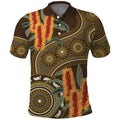 Australian Yellow Banksia Flowers Polo Shirt Aboriginal Dot Art