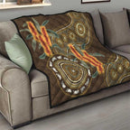 Australian Yellow Banksia Flowers Quilt Aboriginal Dot Art