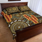 Australian Yellow Banksia Flowers Quilt Bed Set Aboriginal Dot Art