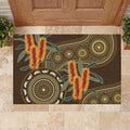 Australian Yellow Banksia Flowers Rubber Doormat Aboriginal Dot Art