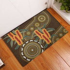 Australian Yellow Banksia Flowers Rubber Doormat Aboriginal Dot Art