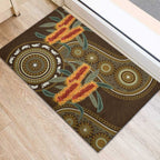 Australian Yellow Banksia Flowers Rubber Doormat Aboriginal Dot Art
