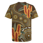 Australian Yellow Banksia Flowers Rugby Jersey Aboriginal Dot Art