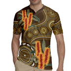 Australian Yellow Banksia Flowers Rugby Jersey Aboriginal Dot Art