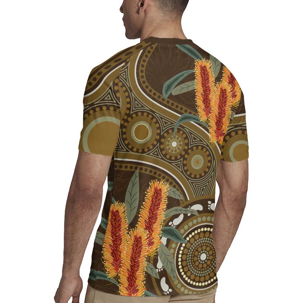 Australian Yellow Banksia Flowers Rugby Jersey Aboriginal Dot Art