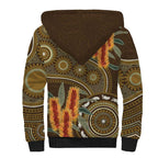 Australian Yellow Banksia Flowers Sherpa Hoodie Aboriginal Dot Art