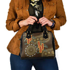 Australian Yellow Banksia Flowers Shoulder Handbag Aboriginal Dot Art
