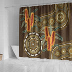 Australian Yellow Banksia Flowers Shower Curtain Aboriginal Dot Art