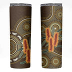 Australian Yellow Banksia Flowers Skinny Tumbler Aboriginal Dot Art