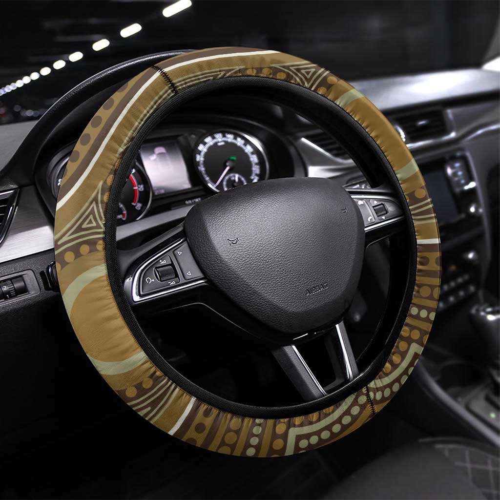Australian Yellow Banksia Flowers Steering Wheel Cover Aboriginal Dot Art