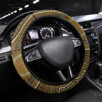 Australian Yellow Banksia Flowers Steering Wheel Cover Aboriginal Dot Art