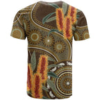 Australian Yellow Banksia Flowers T Shirt Aboriginal Dot Art