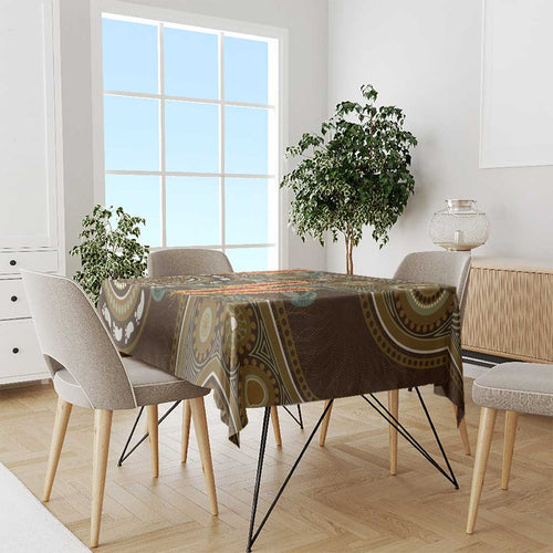 Australian Yellow Banksia Flowers Tablecloth Aboriginal Dot Art