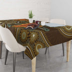 Australian Yellow Banksia Flowers Tablecloth Aboriginal Dot Art