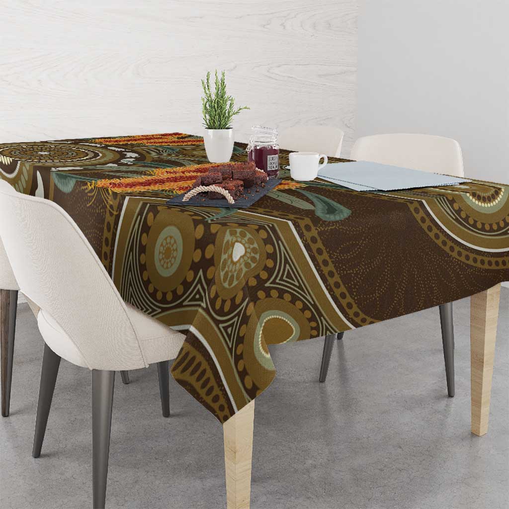 Australian Yellow Banksia Flowers Tablecloth Aboriginal Dot Art