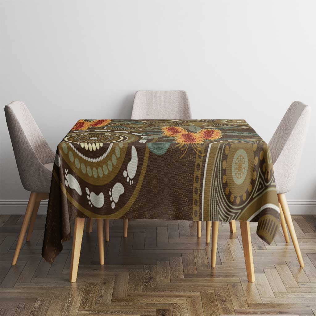 Australian Yellow Banksia Flowers Tablecloth Aboriginal Dot Art