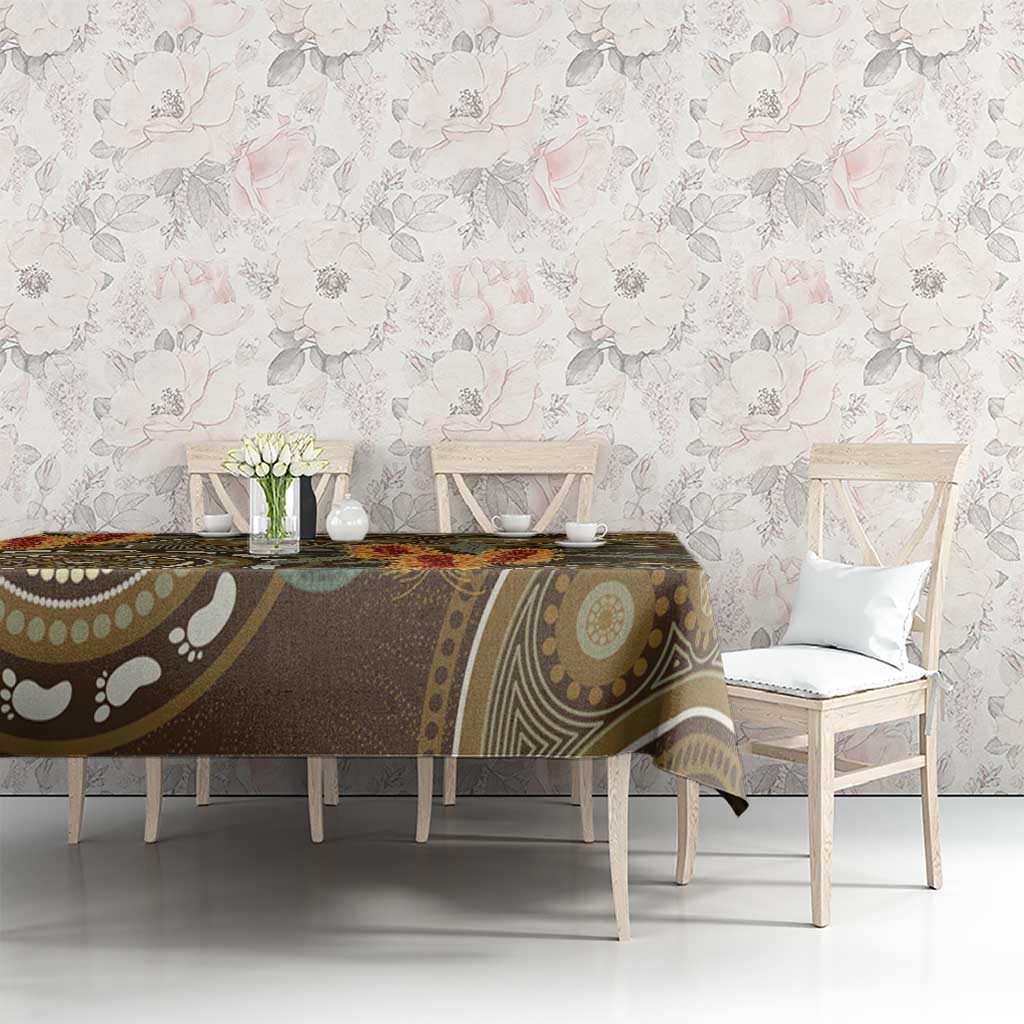 Australian Yellow Banksia Flowers Tablecloth Aboriginal Dot Art
