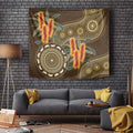 Australian Yellow Banksia Flowers Tapestry Aboriginal Dot Art