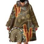 Australian Yellow Banksia Flowers Wearable Blanket Hoodie Aboriginal Dot Art