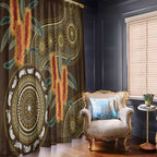 Australian Yellow Banksia Flowers Window Curtain Aboriginal Dot Art